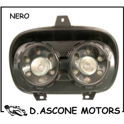 MASCHERA 2 FARI ALOGENA  NERO  BOOSTER LED  BLU 1988 2003